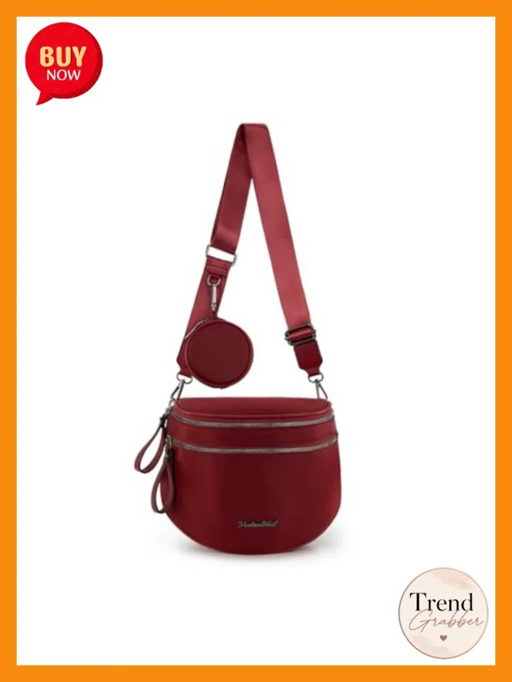 Nylon Crossbody Bum Bag with Detachable Coin Pouch, Roomy 3 Zip Pockets,
